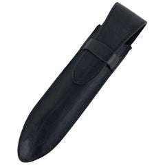 Gucci Vintage Black Leather Pen Flap Holder Case Pouch
