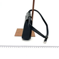 Gucci Vintage Black Leather Shoulder Bag Jumbo Square G Logo