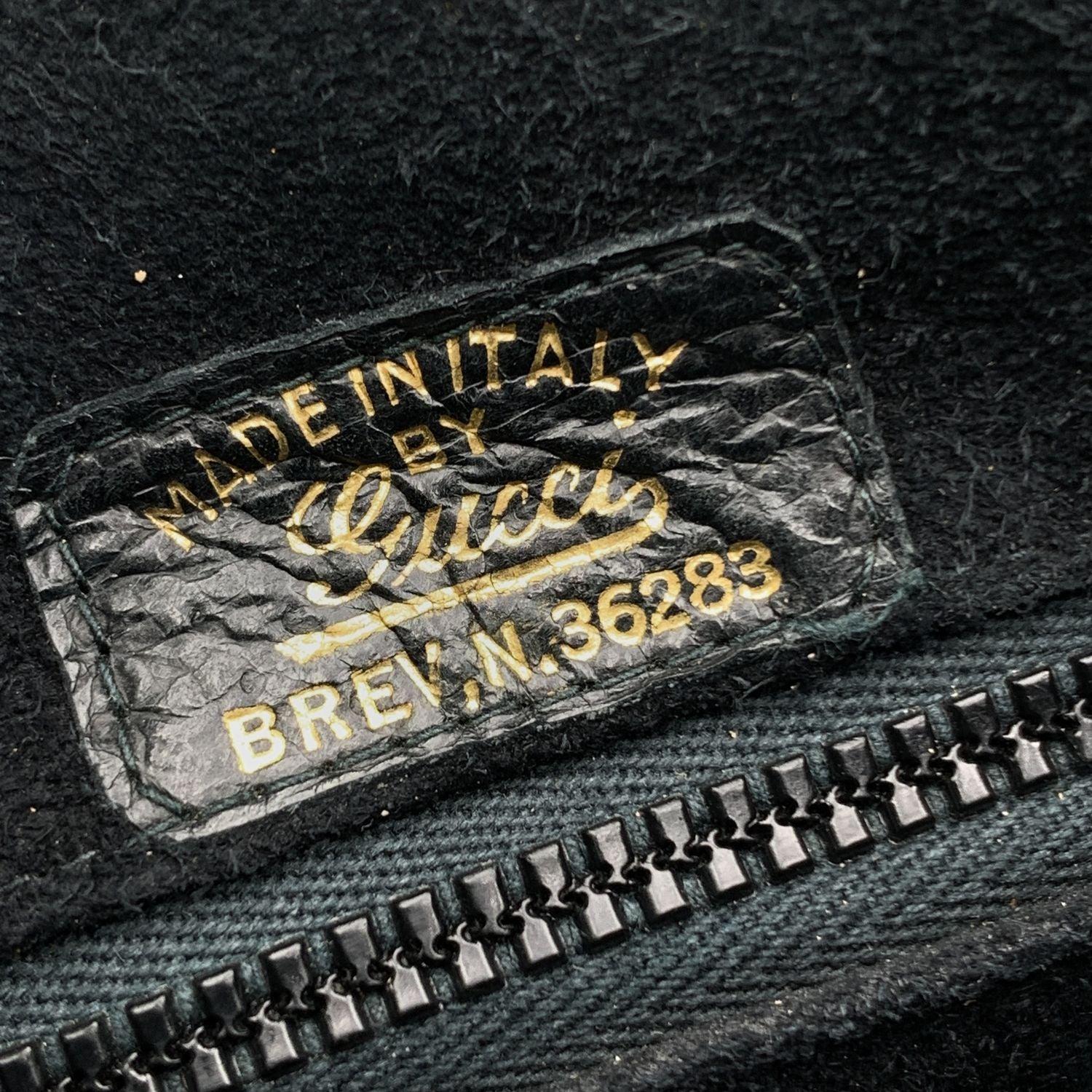 Gucci Vintage Black Leather Shoulder Bag with Chain Strap 2