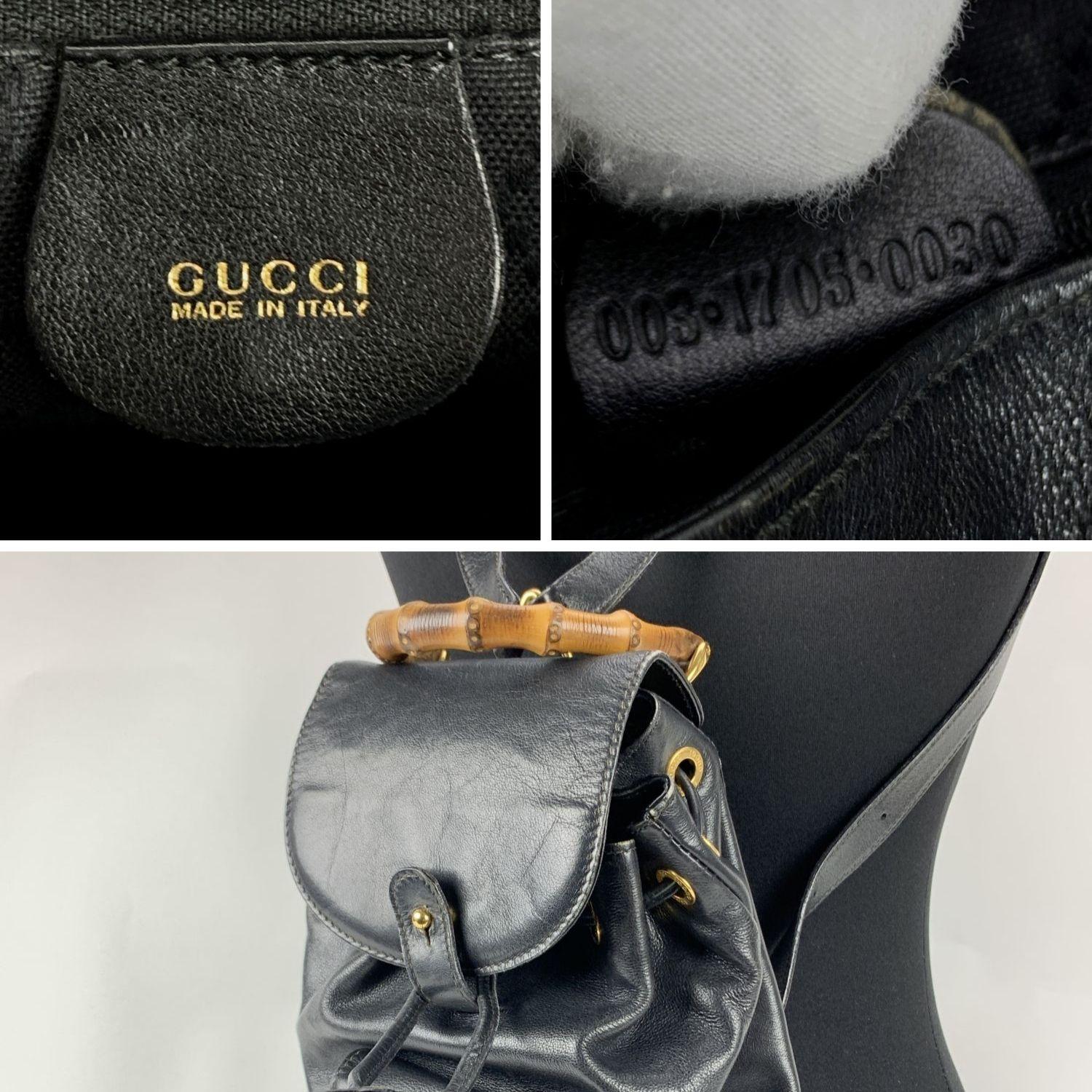 Gucci Vintage Black Leather Small Bamboo Backpack Shoulder Bag In Good Condition In Rome, Rome