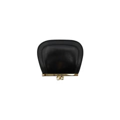 Gucci Vintage Black Leather Small GG Kiss Lock Coin Purse