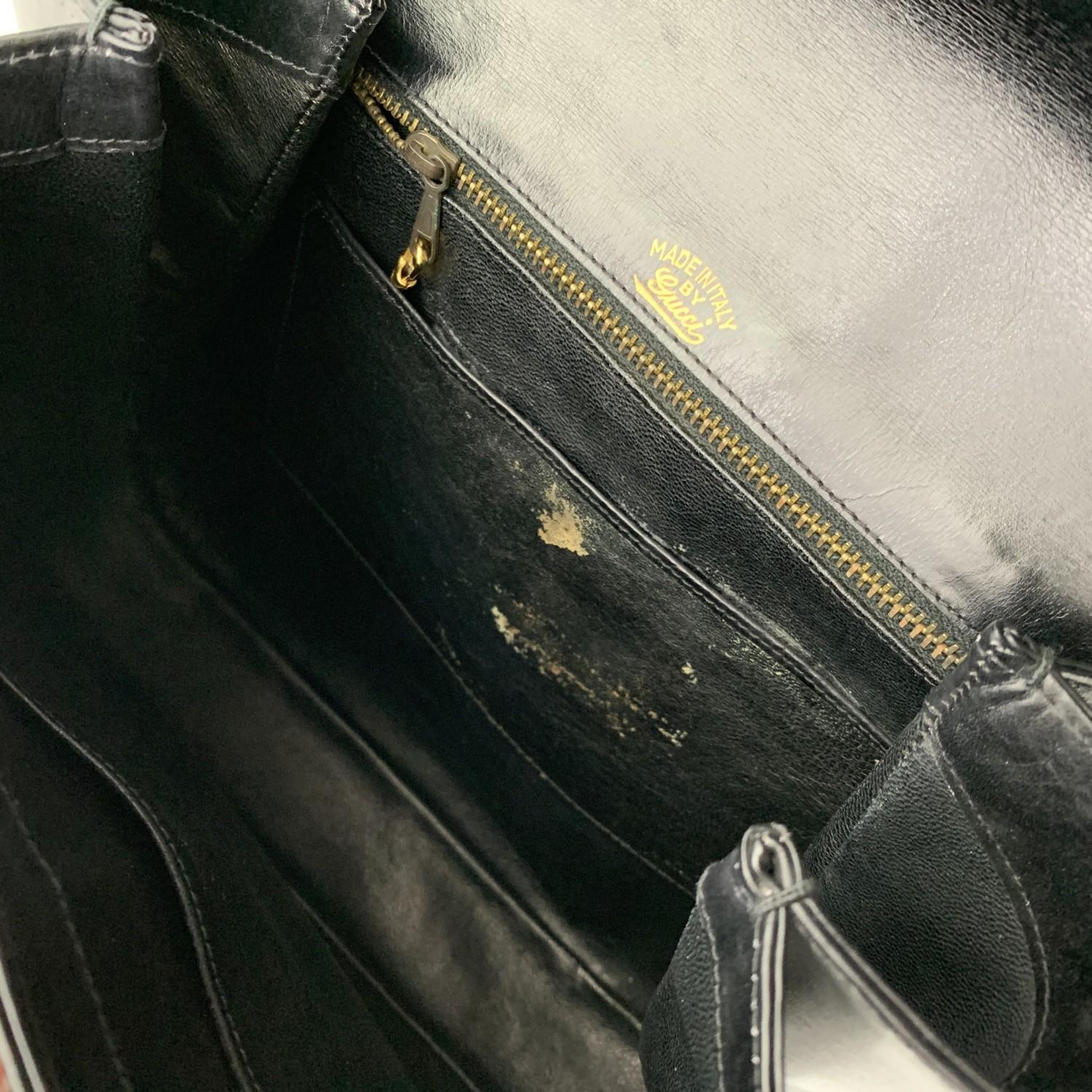 Gucci Vintage Black Leather Spur Box Shoulder Bag Handbag 5