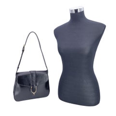 Gucci Vintage Black Leather Spur Box Shoulder Bag Handbag