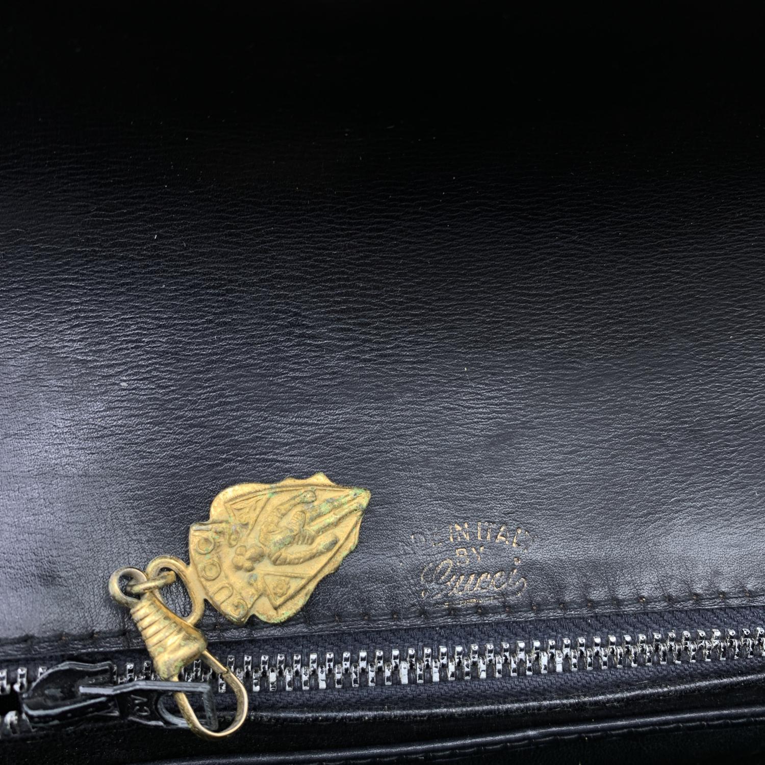 Gucci Vintage Black Leather Spur Box Shoulder Bag Handbag 2