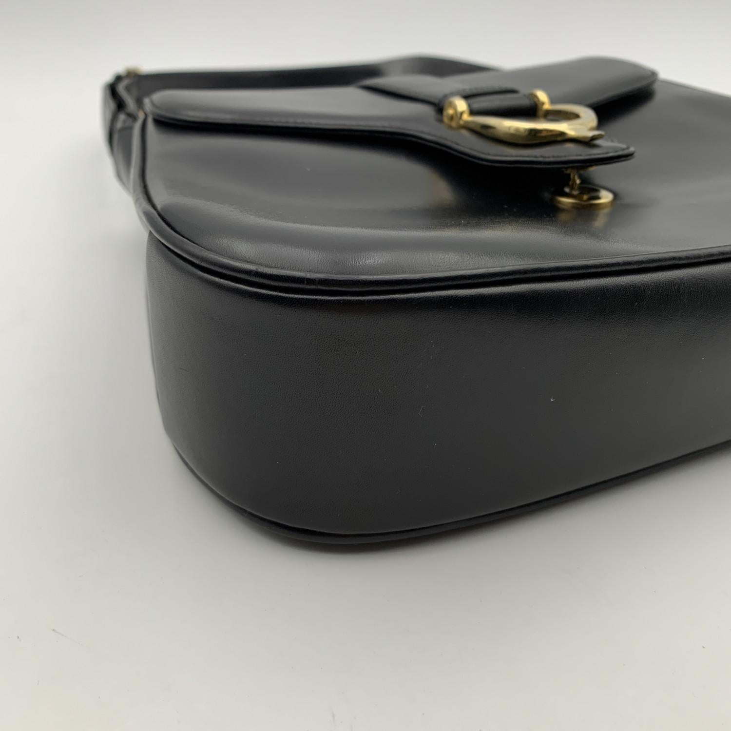 Gucci Vintage Black Leather Spur Box Shoulder Bag Handbag 3