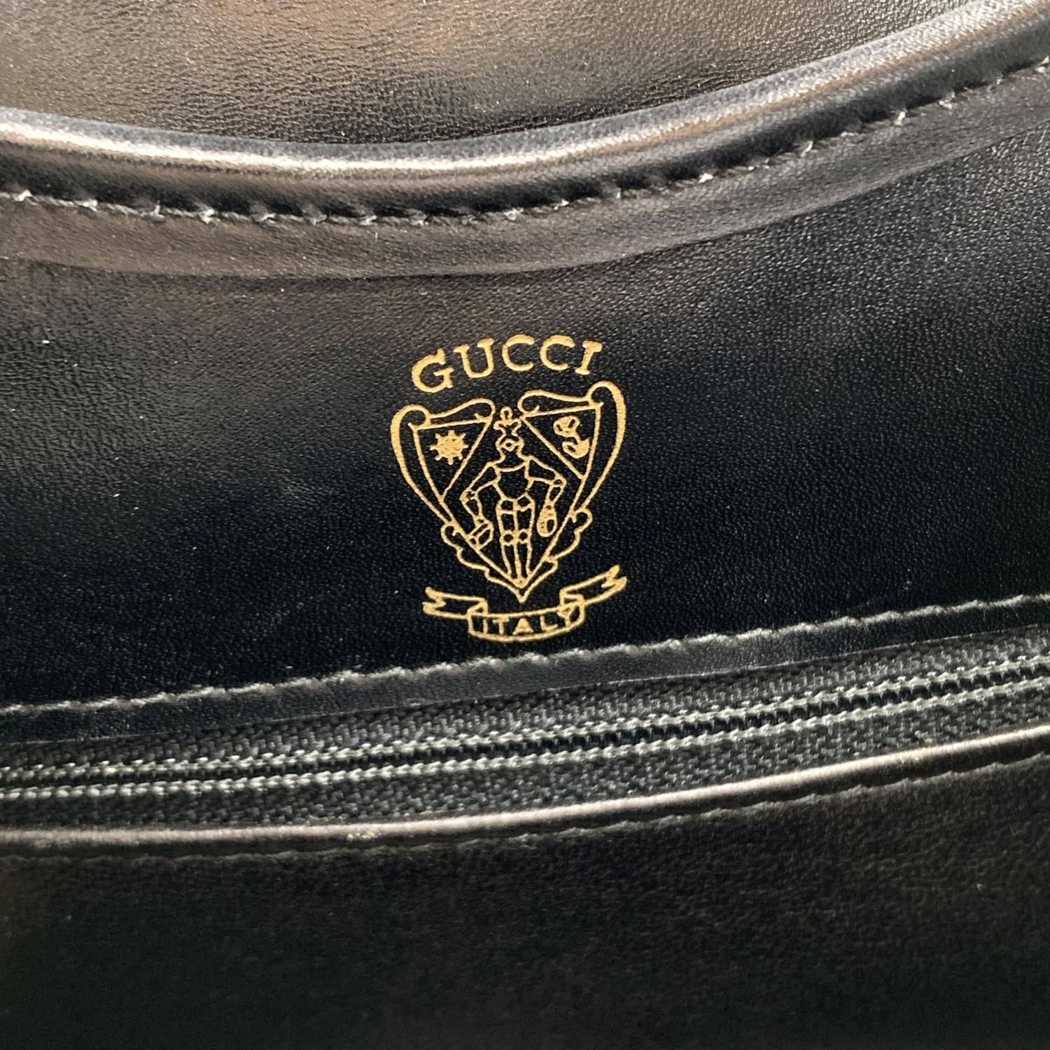 Women's Gucci Vintage Black Leather Stirrup Hobo Bag Handbag