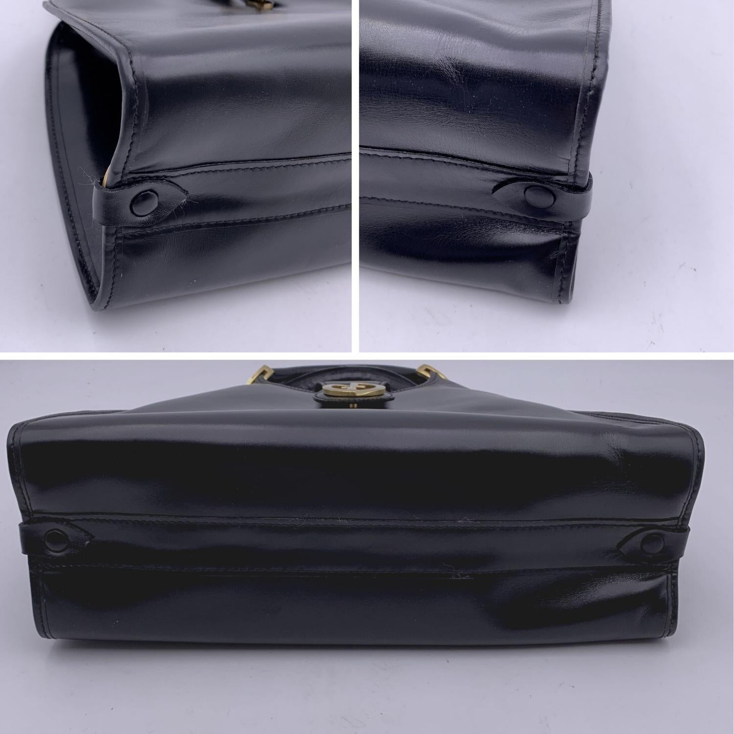 Gucci Vintage Black Leather Stirrup Hobo Bag Handbag 2