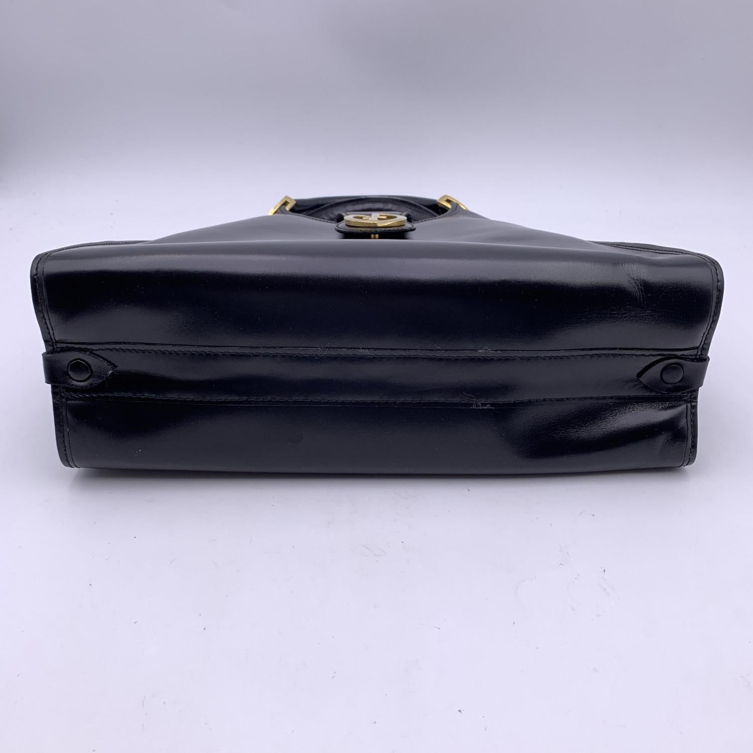 Gucci Vintage Black Leather Stirrup Hobo Bag Handbag 3