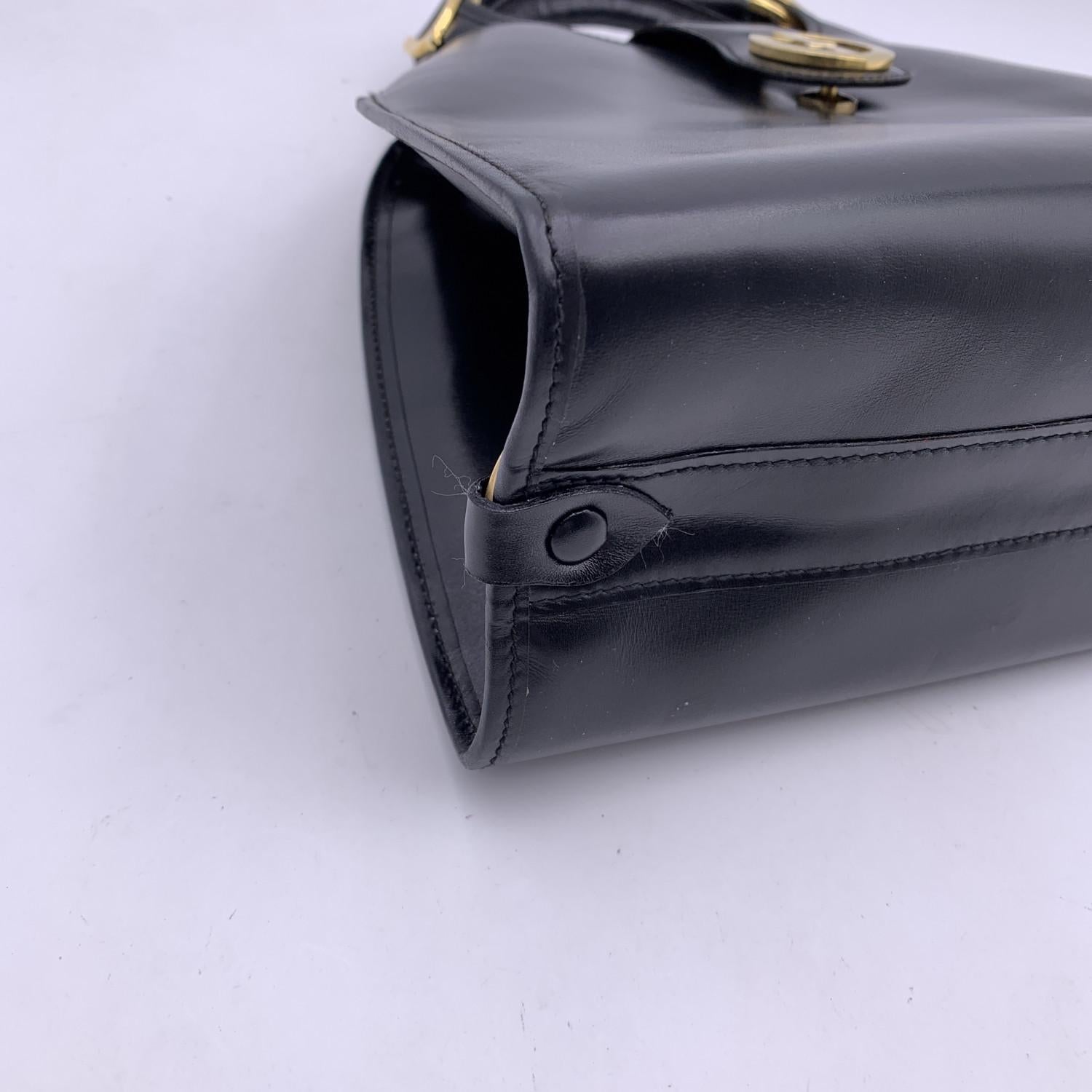 Gucci Vintage Black Leather Stirrup Hobo Bag Handbag 4