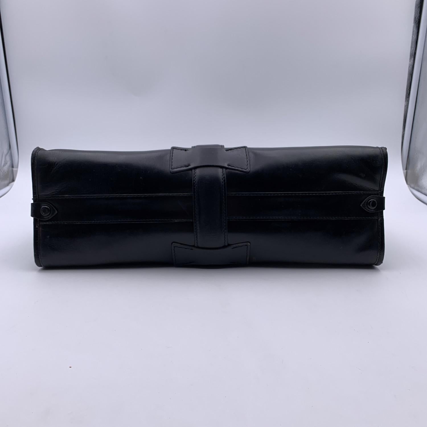 Gucci Vintage Black Leather Stirrup Hobo Bag Handbag 4