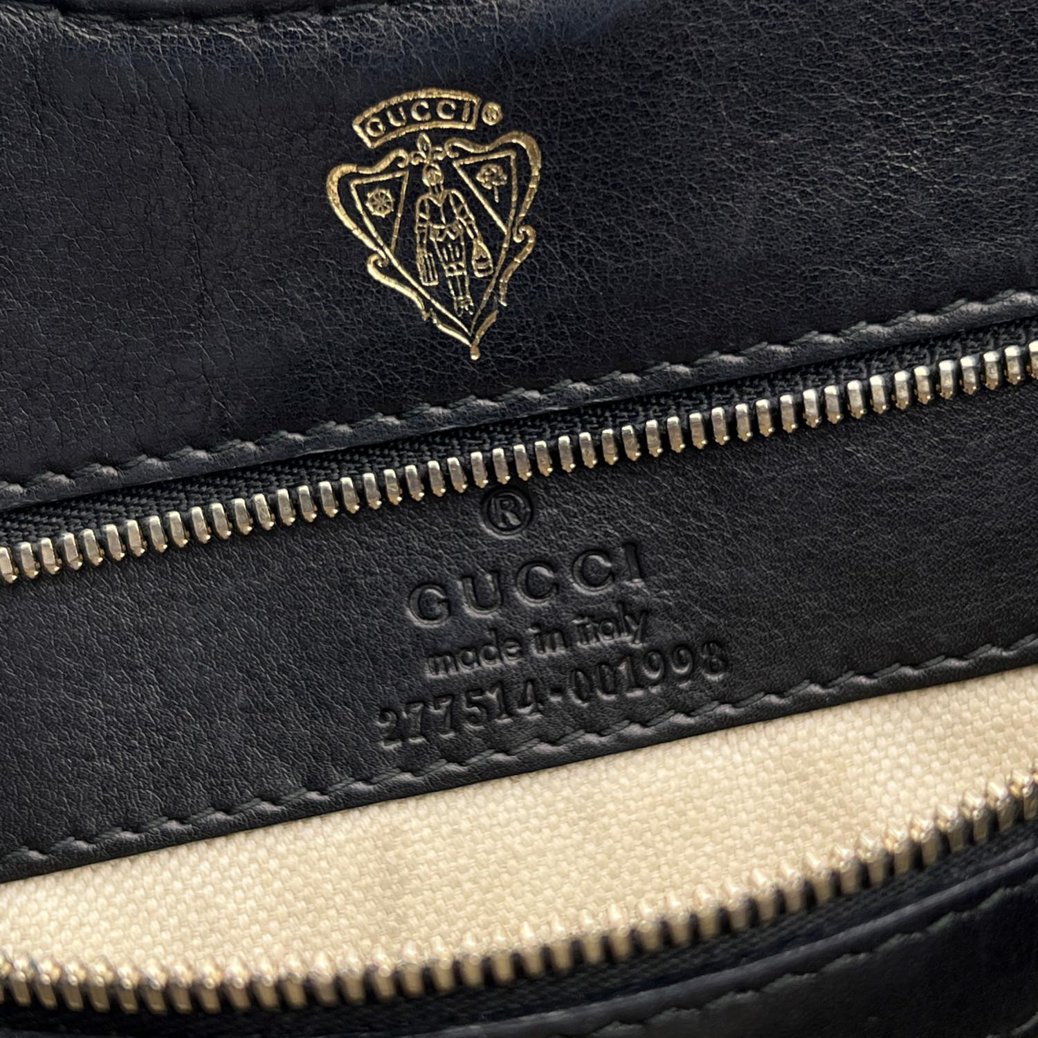 Gucci Vintage Black Leather Stirrup Hobo Bag Handbag Spur Closure 6