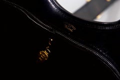 Gucci Vintage Black Leather Stirrup Hobo Handbag