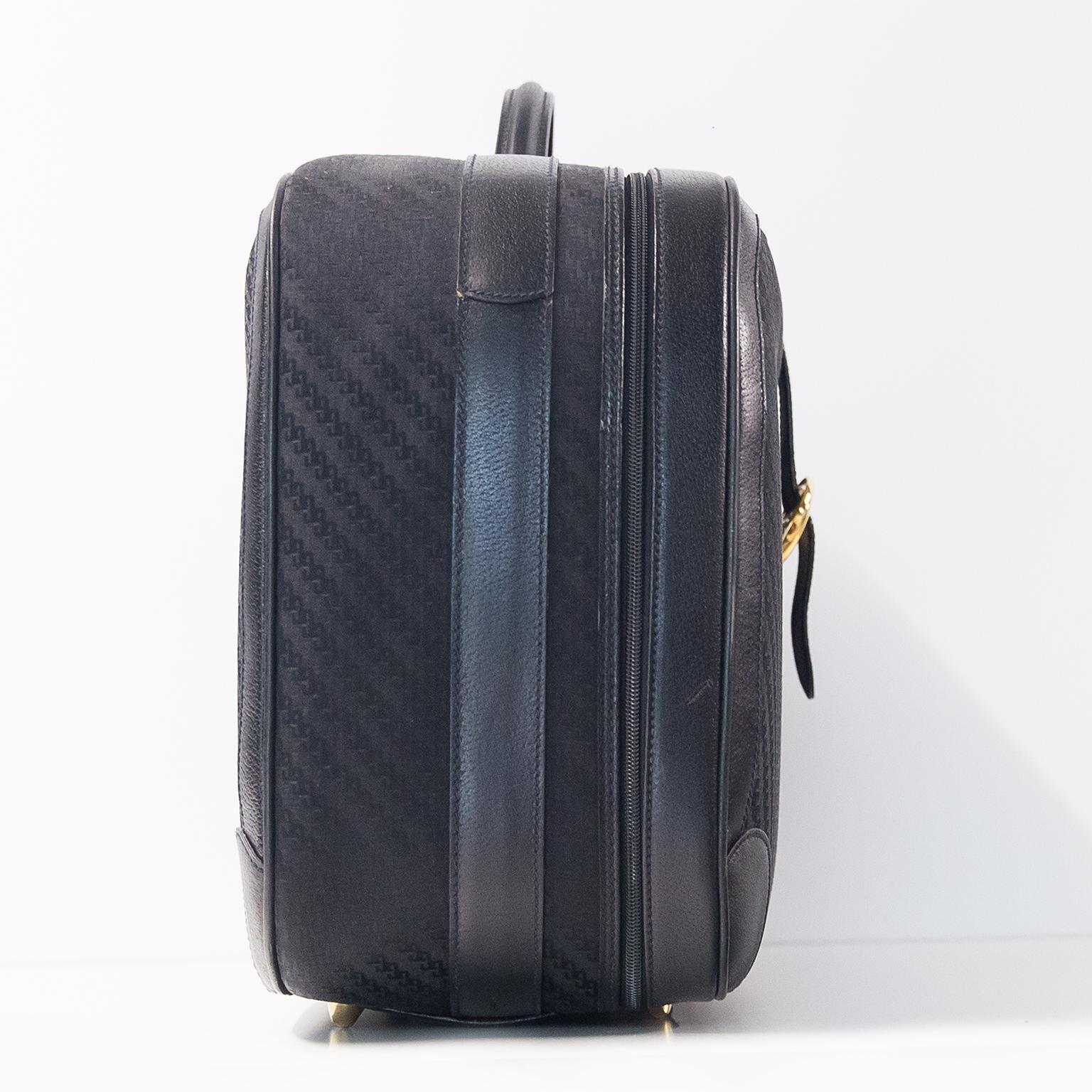 Bolso de viaje Gucci Vintage Negro Piel Supreme GG Canvas Italiano en venta