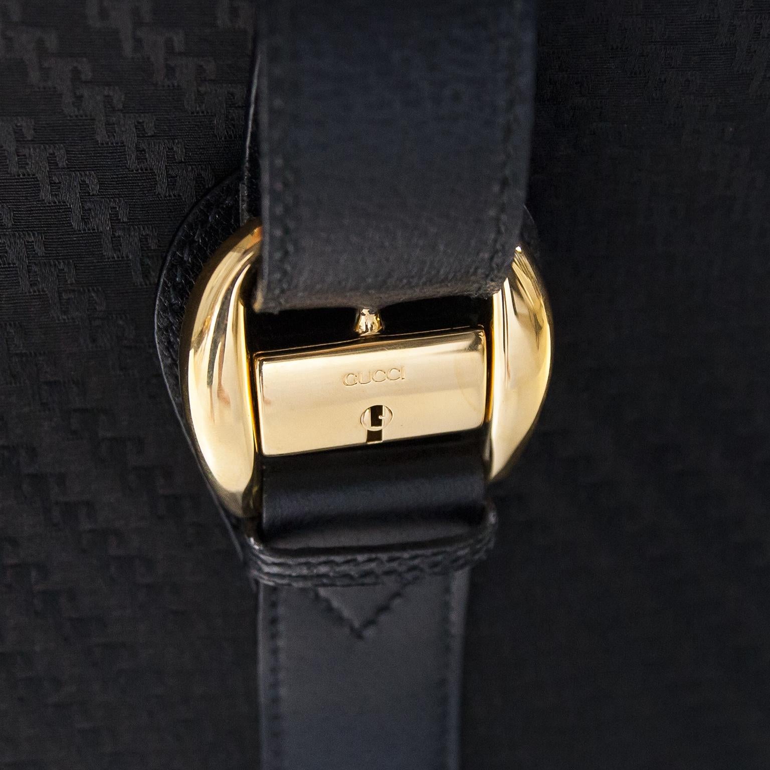 Bolso de viaje Gucci Vintage Negro Piel Supreme GG Canvas Latón en venta