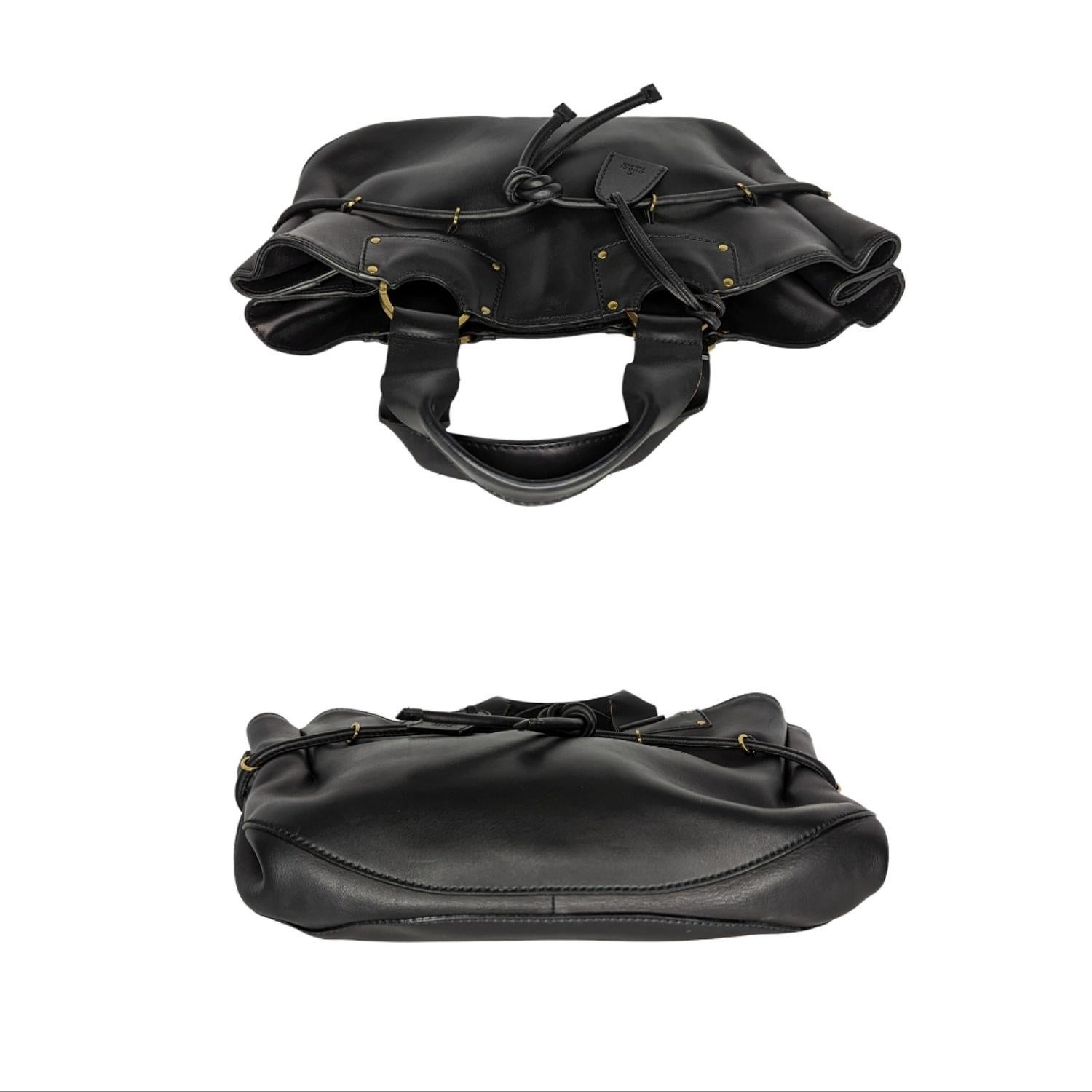 Gucci Vintage Black Leather Top Handle Bag 1