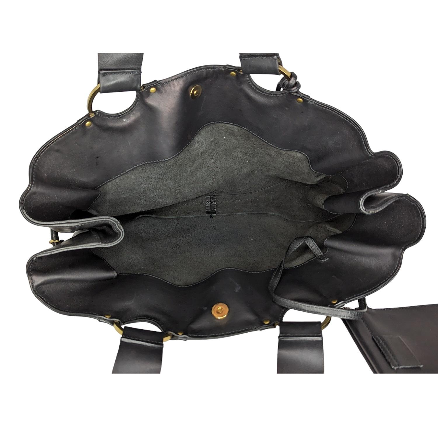 Gucci Vintage Black Leather Top Handle Bag 2