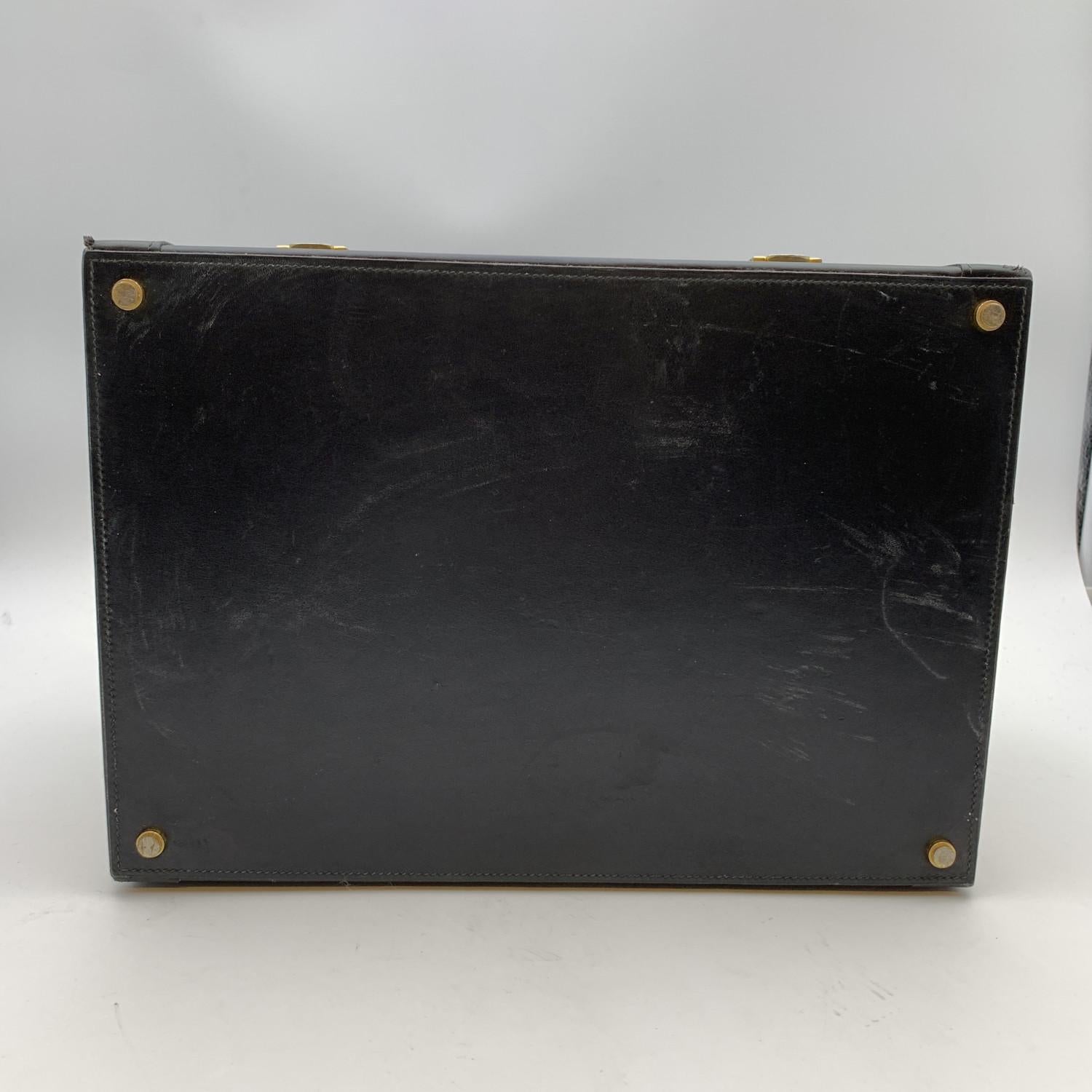 Gucci Vintage Schwarze Reisetasche Beauty Vanity Bag aus Leder 1