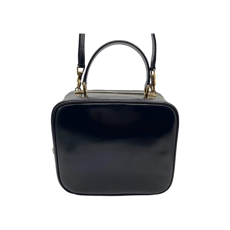 1960's Gucci Black Patent Leather and Bamboo Lunch Box Bag For Sale at  1stDibs