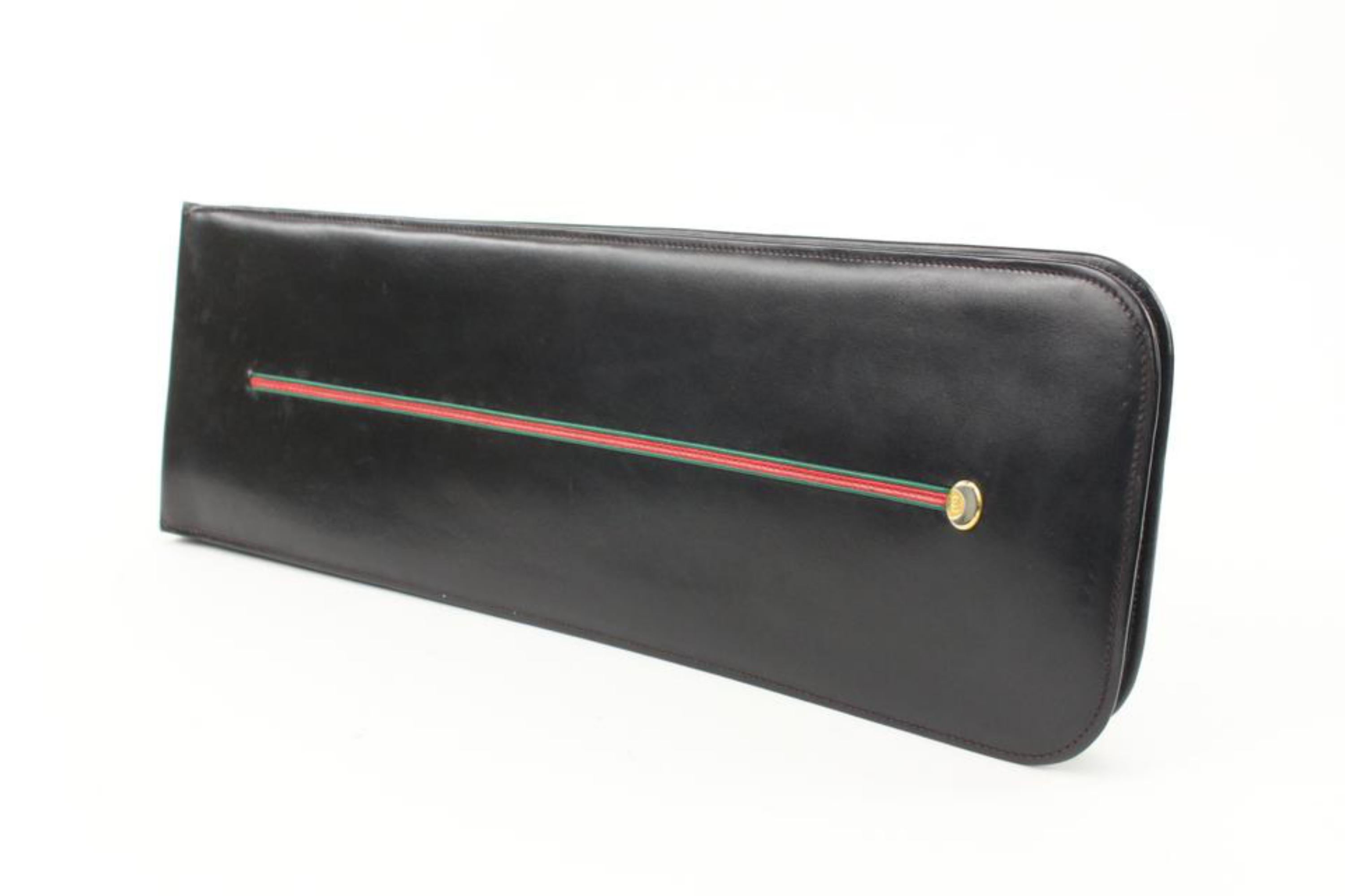 Gucci Vintage Black Leather Web Tie Case s29g39
Made In: Italy
Measurements: Length:  16.5