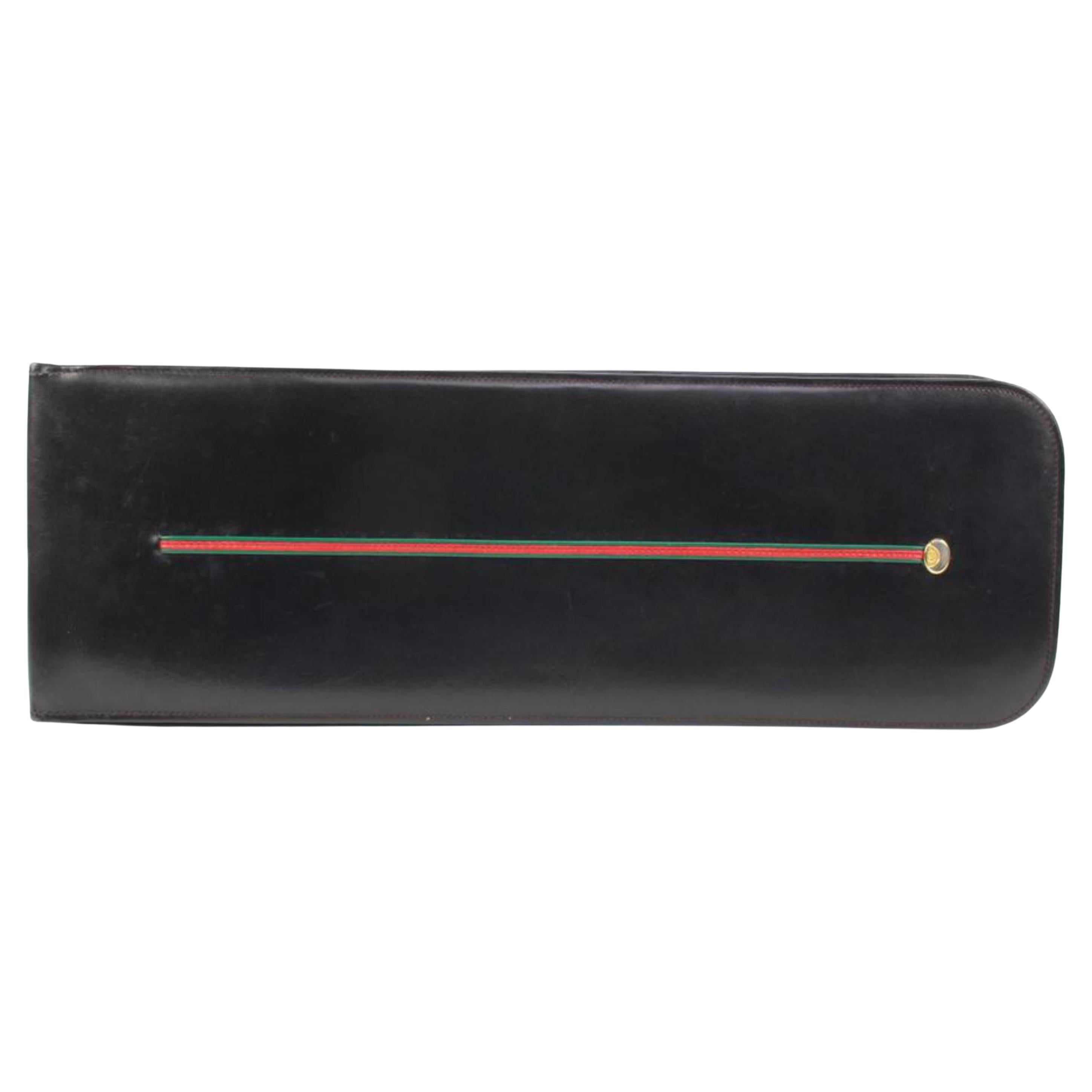 Gucci Vintage Black Leather Web Tie Case s29g39 For Sale