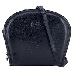 Gucci Vintage Black Leather Zip Around Crossbody Shoulder Bag