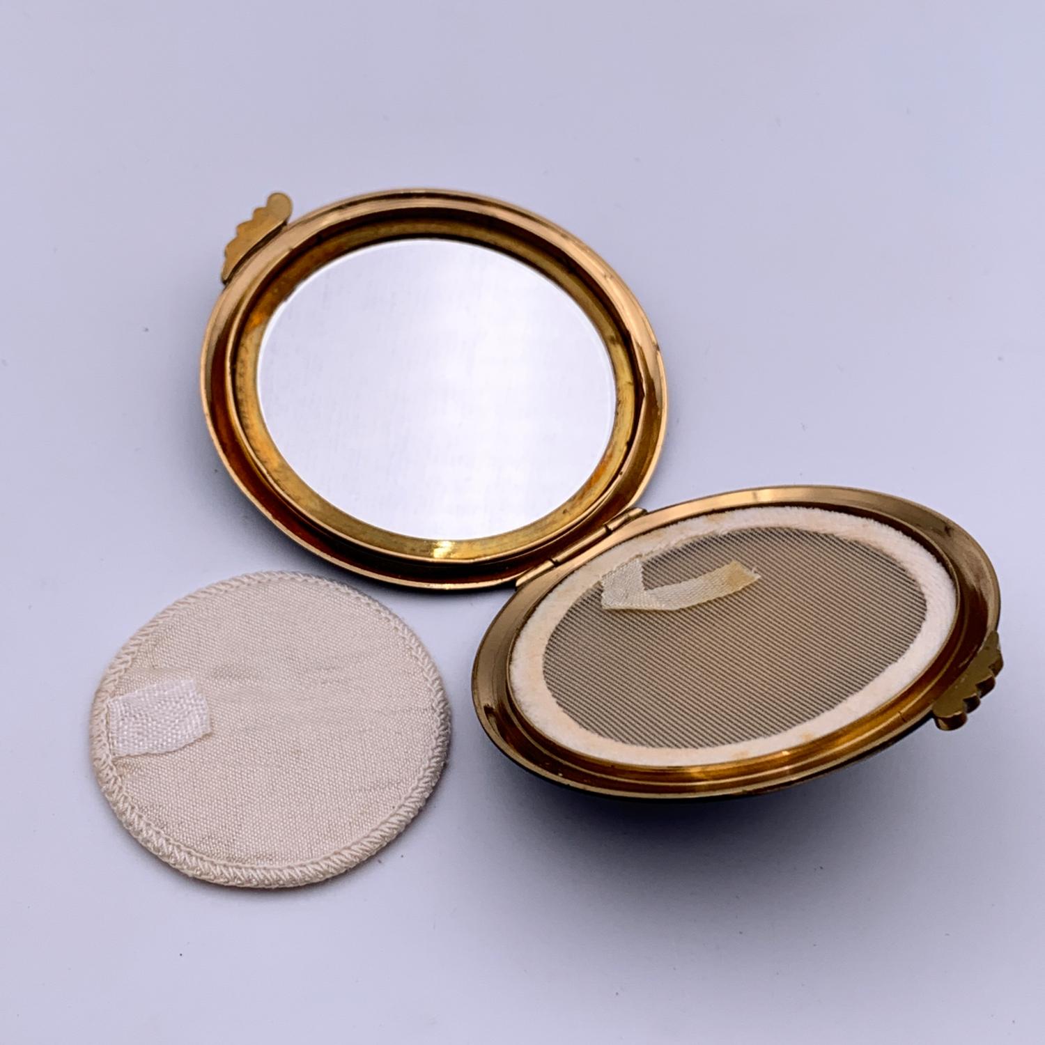Estuche Espejo Compacto Maquillaje Vintage Negro Gucci en Bueno Estado en Rome, Rome