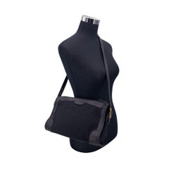 Gucci Vintage Black Micro GG Monogram Canvas Leather Shoulder Bag