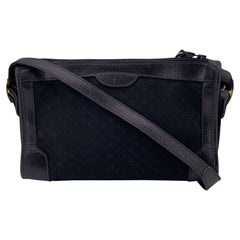 Gucci Vintage Black Micro GG Monogram Canvas Leather Shoulder Bag