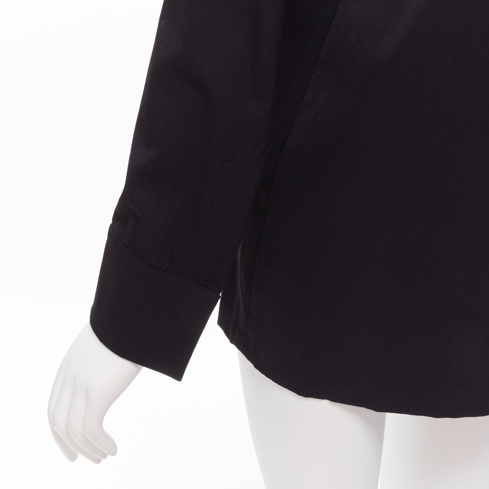 GUCCI Vintage black minimal concealed buttons wide collar shirt top IT38 XS For Sale 2