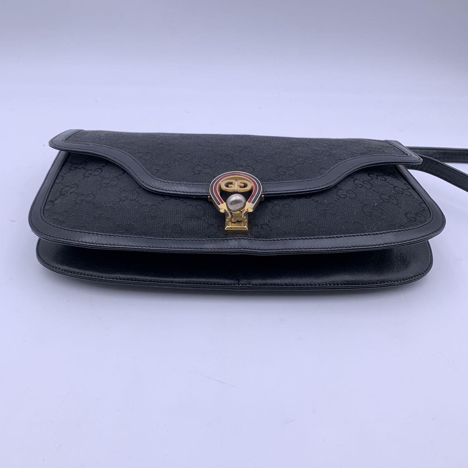 Women's Gucci Vintage Black Monogram Canvas Convertible Shoulder Bag For Sale