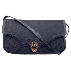 Gucci Vintage Black Monogram Canvas Convertible Shoulder Bag