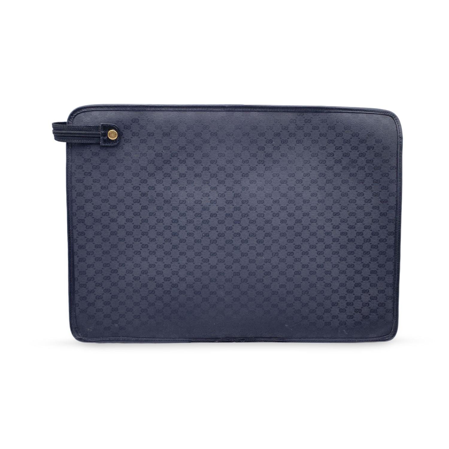 Portadocumentos Cartera Gucci Vintage Negro Monograma Lienzo Púrpura