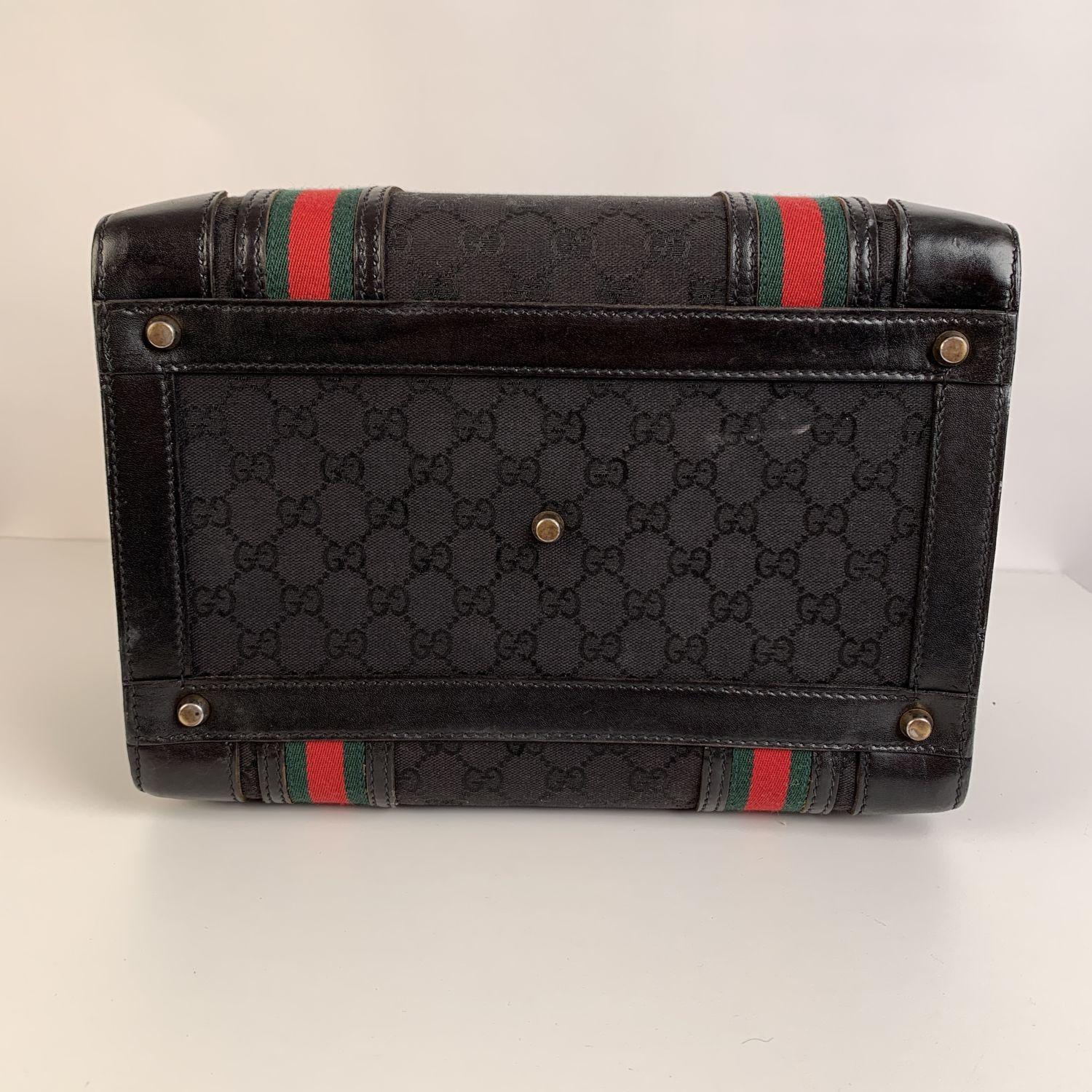 Gucci Vintage Black Monogram Canvas Train Case Beauty Bag In Excellent Condition In Rome, Rome