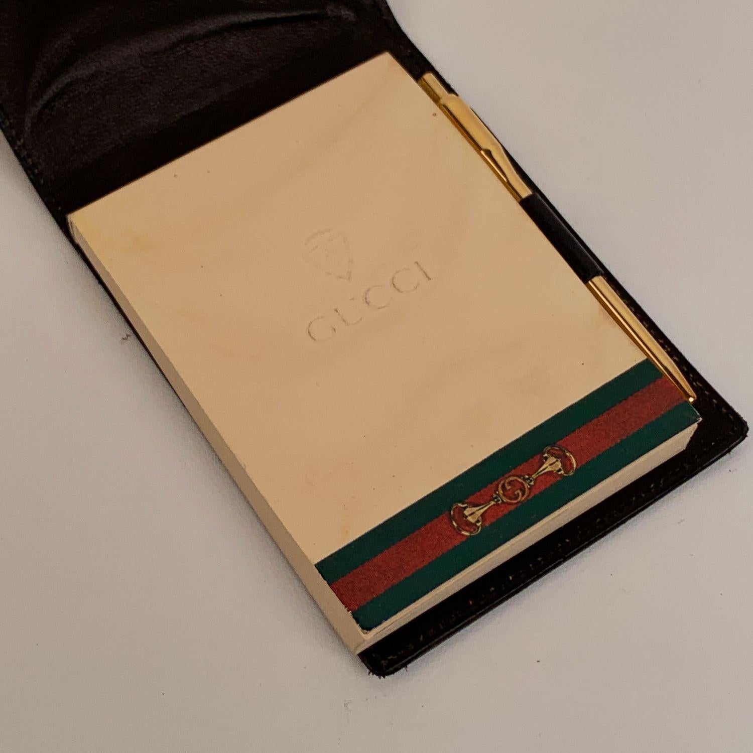 Gucci Vintage Black Monogram Leather Horsebit Pocket Notepad In Excellent Condition In Rome, Rome