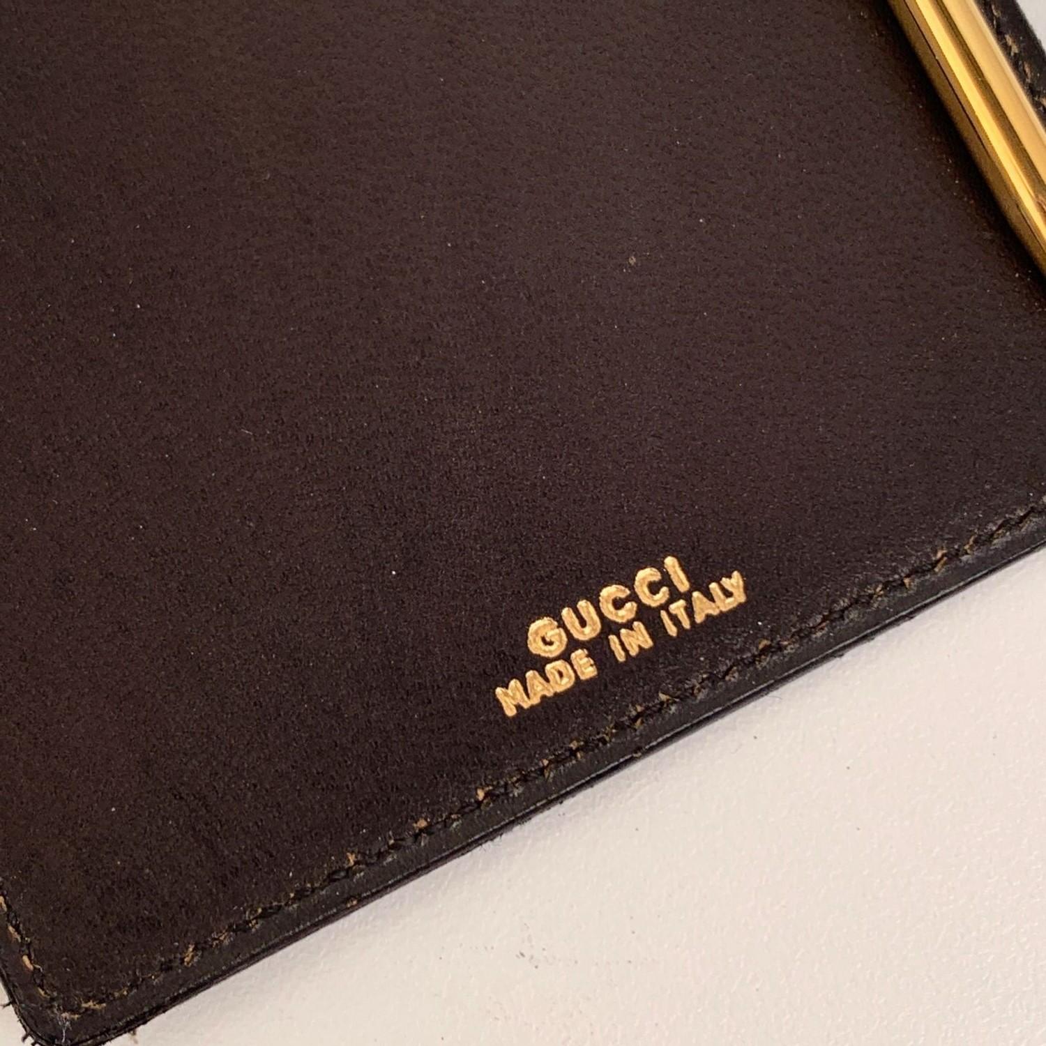 Women's Gucci Vintage Black Monogram Leather Horsebit Pocket Notepad