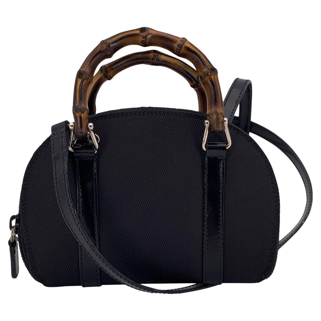 Gucci Vintage Black Nylon Bamboo WOC Wallet on Chain Crossbody