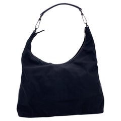 Gucci Vintage Negro Nylon Lienzo Hobo Bolso de hombro Tote