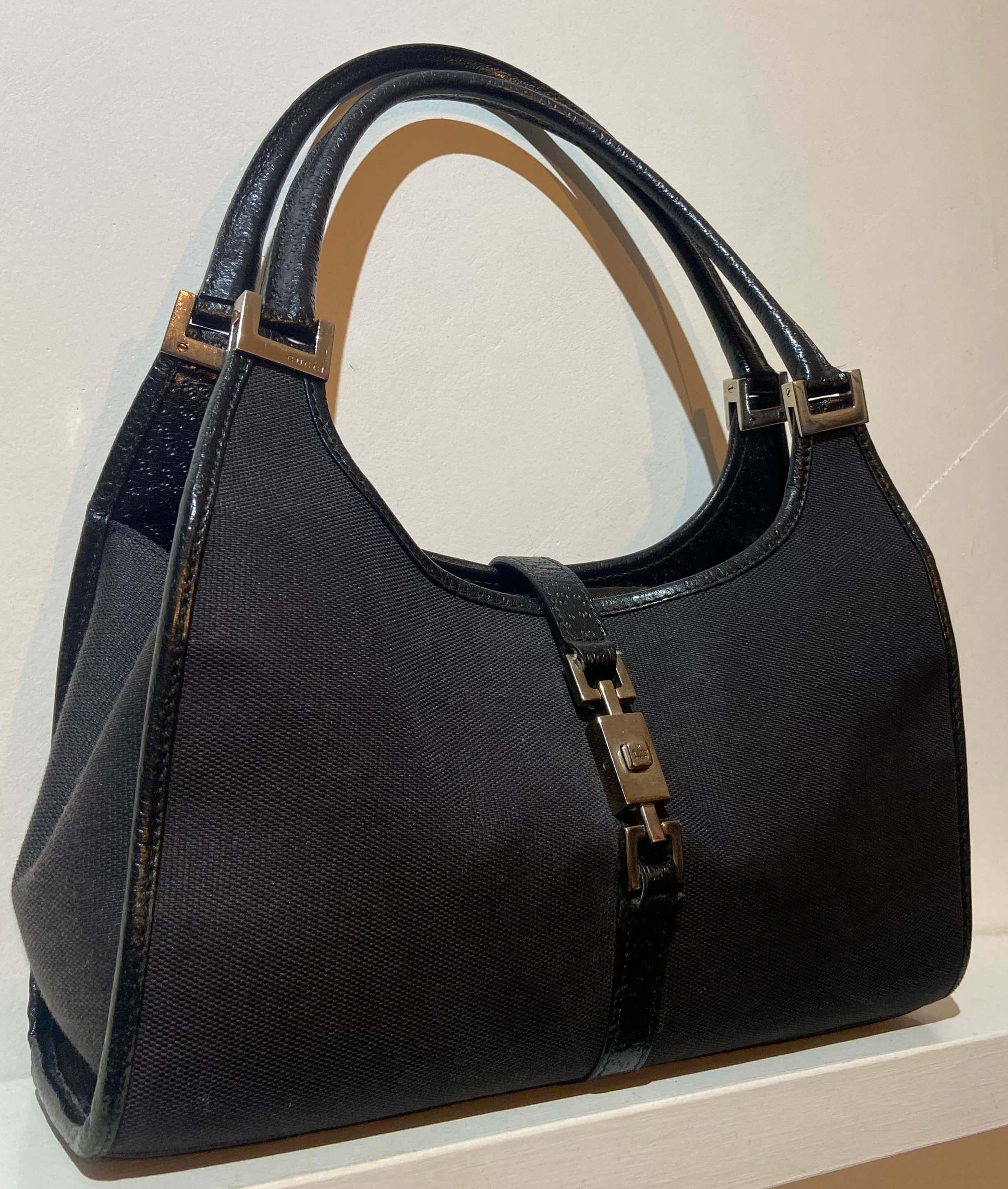 Gucci Vintage Black Nylon Jackie Handbag In Excellent Condition In London, GB