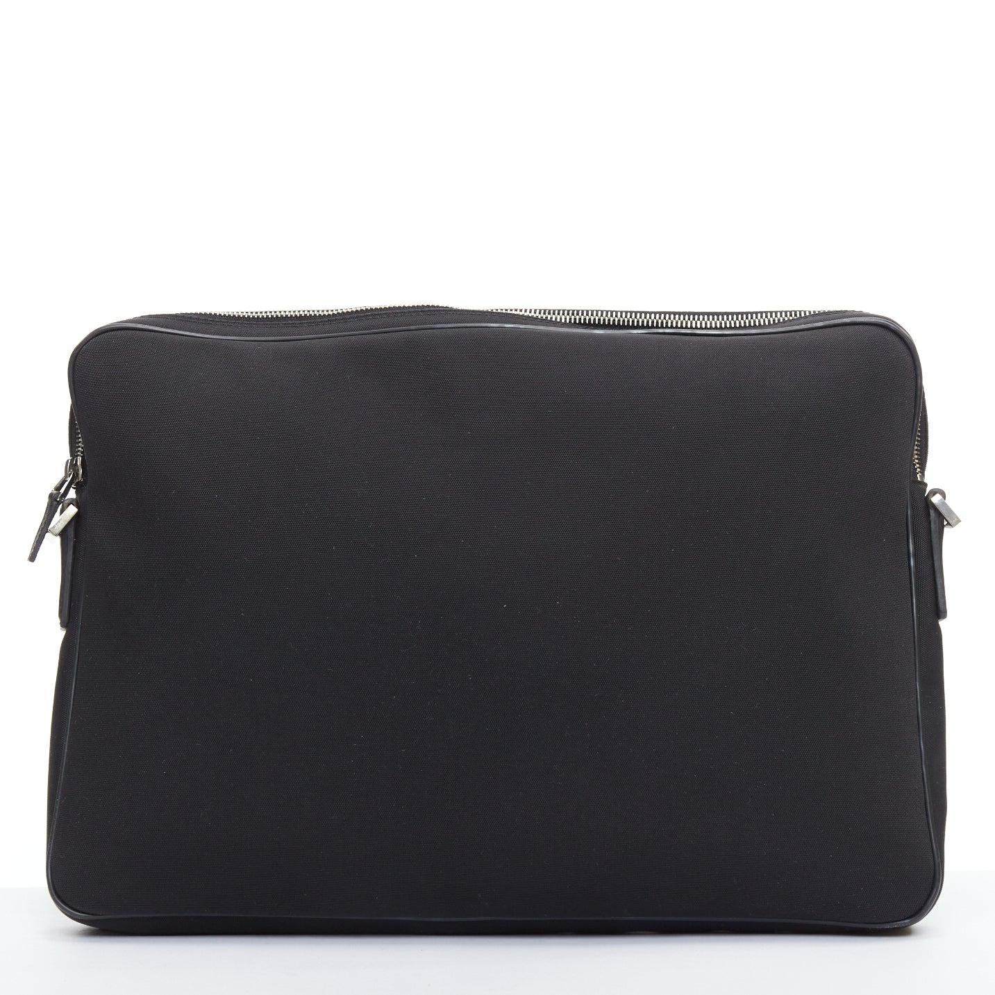De las mujeres GUCCI VINTAGE negro nylon cuero recorte crossbody mensajero bolso del ordenador portátil en venta