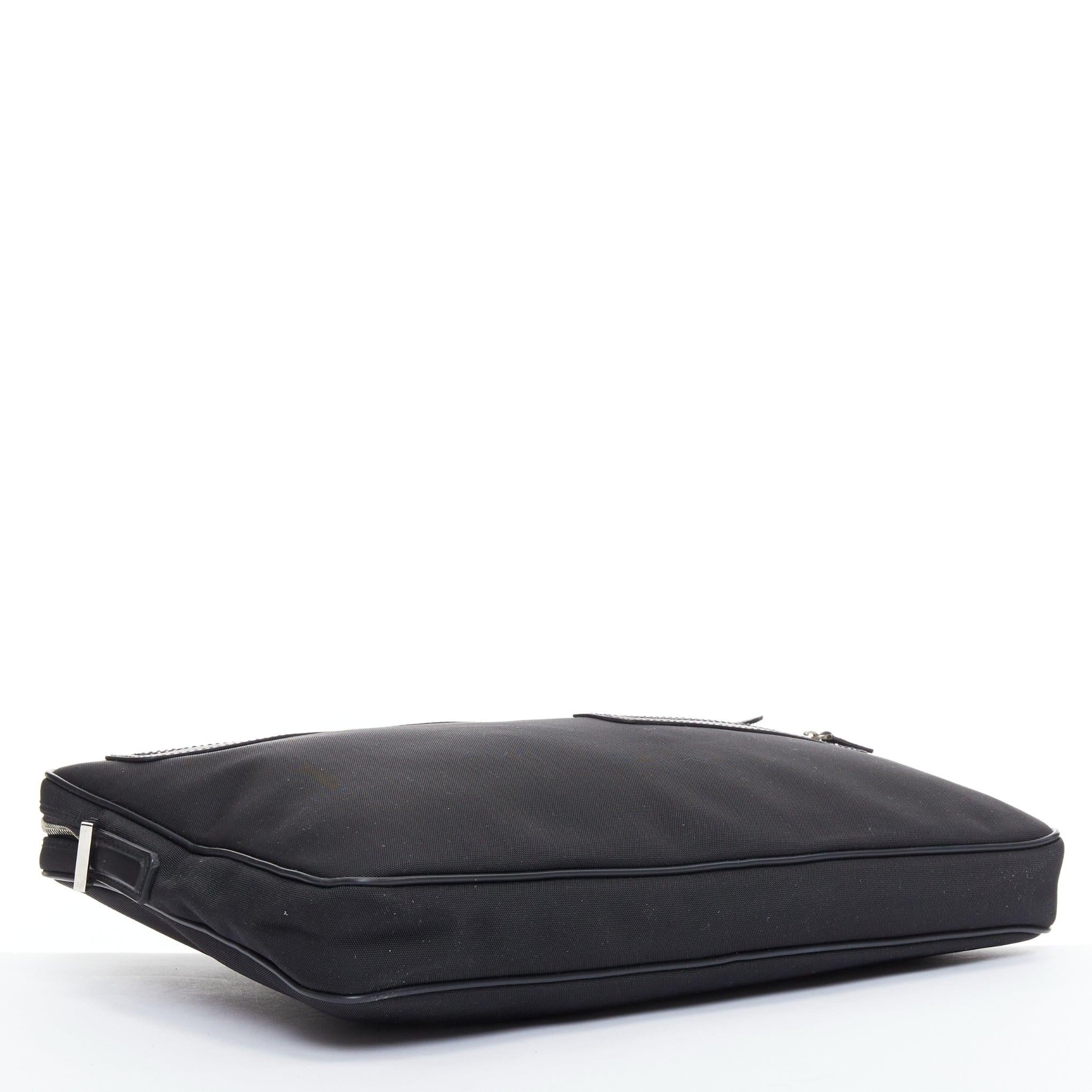GUCCI VINTAGE negro nylon cuero recorte crossbody mensajero bolso del ordenador portátil en venta 1