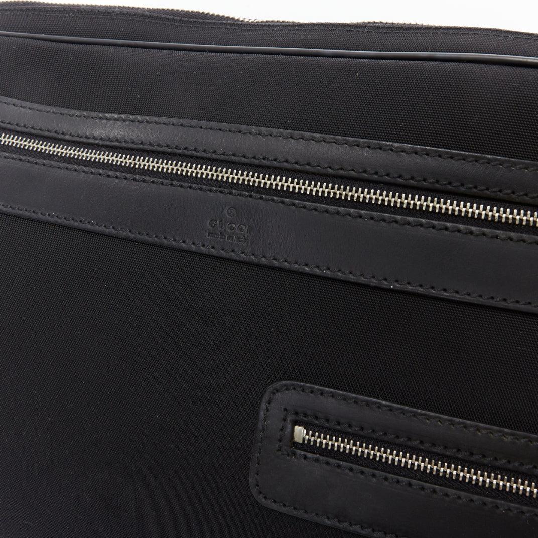 GUCCI VINTAGE negro nylon cuero recorte crossbody mensajero bolso del ordenador portátil en venta 2