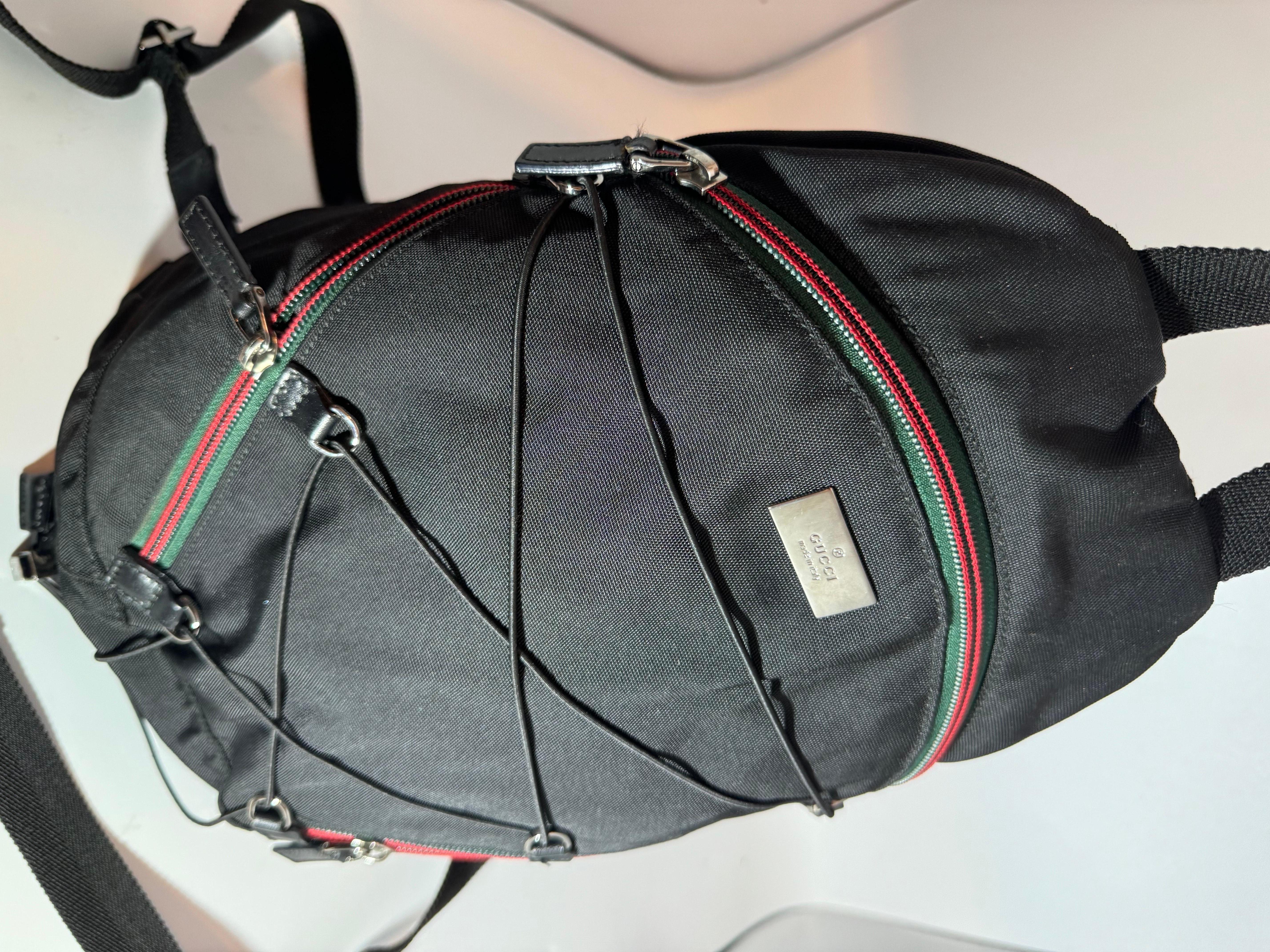 Women's or Men's Gucci Vintage Black Nylon ,  Small Eden Day Back Pack Black, Made in Italy For Sale