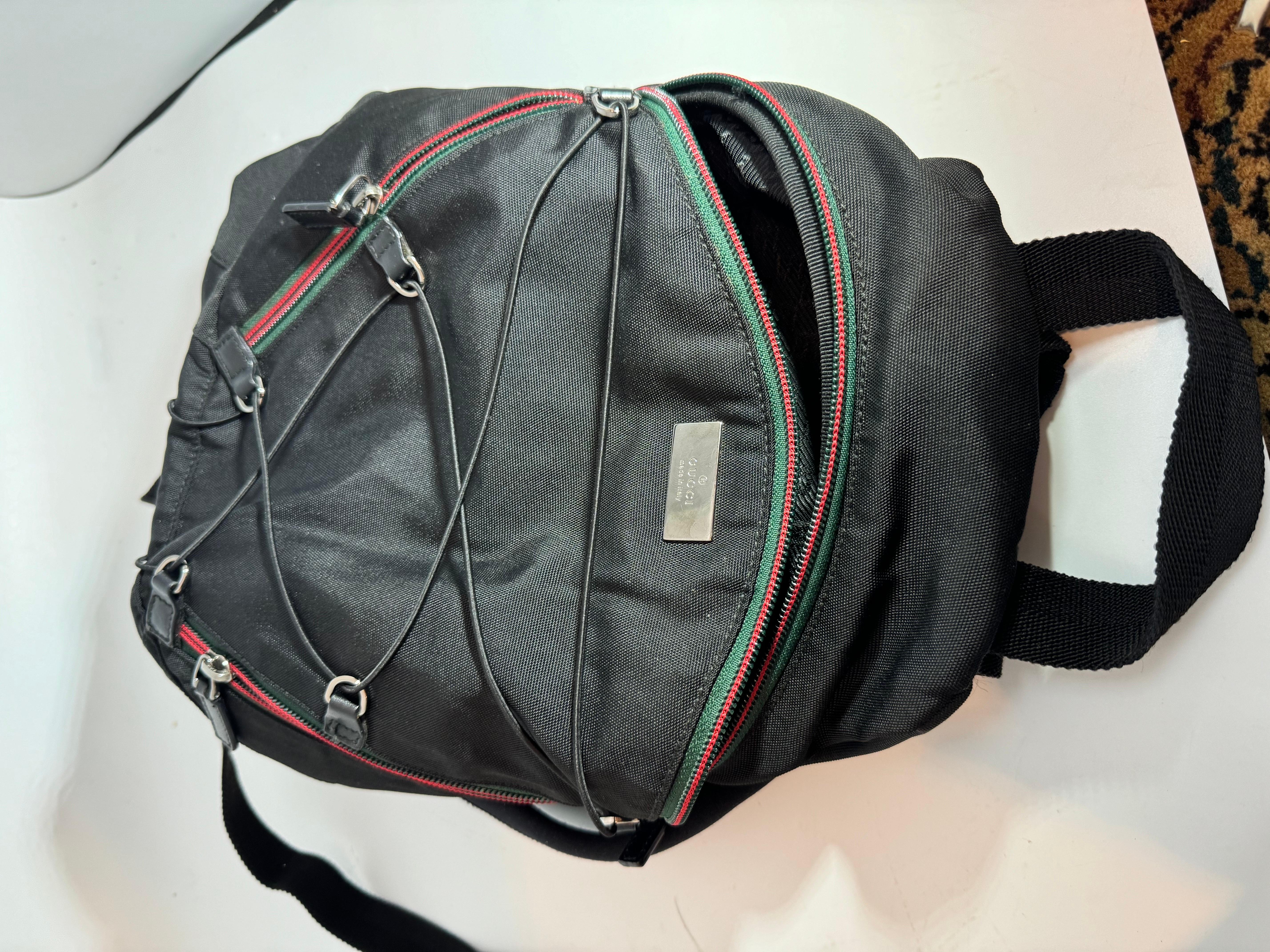 Gucci Vintage Black Nylon ,  Small Eden Day Back Pack Black, Made in Italy For Sale 2