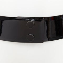 GUCCI Vintage black patent leather snap button wide corset waist belt band XS
