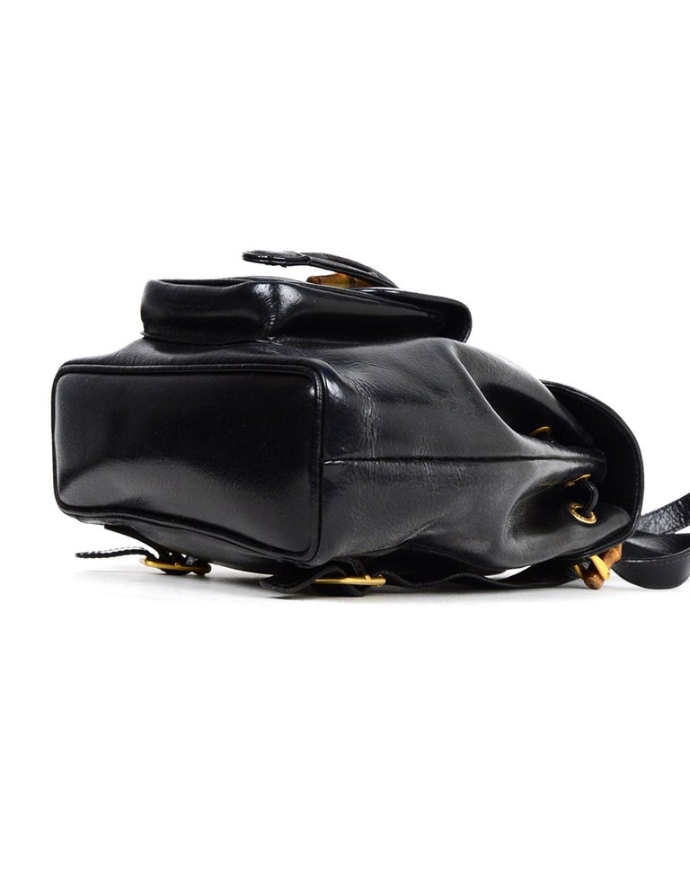 Gucci Vintage Black Pigskin Mini Bamboo Backpack Bag For Sale at 1stDibs