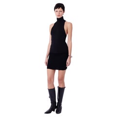 Gucci Vintage Black Racerback Silk Turtleneck Top