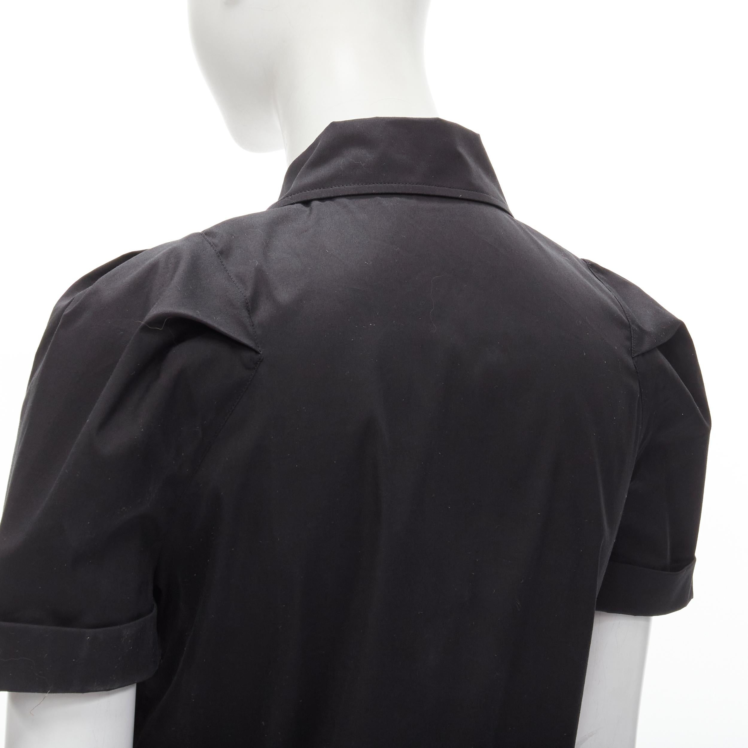 GUCCI Vintage black ribbon loop buckle puff sleeve shirt IT38 XS For Sale 1