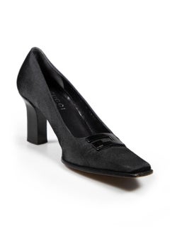 Gucci Vintage Black Satin Square Toe Pumps Size IT 36.5
