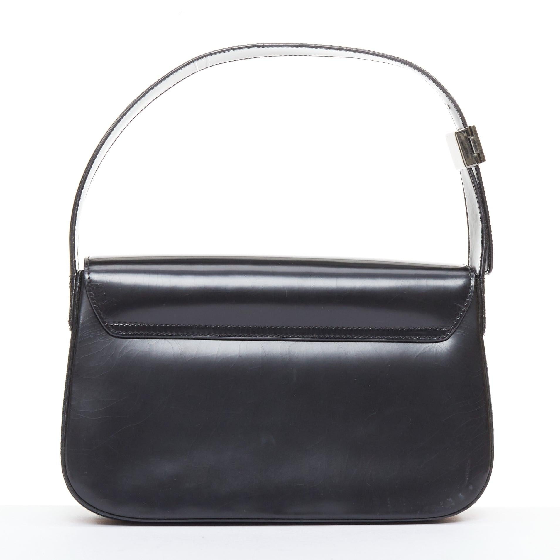 GUCCI Vintage noir cuir lisse vert rouge web sac structuré sous le bras Pour femmes en vente