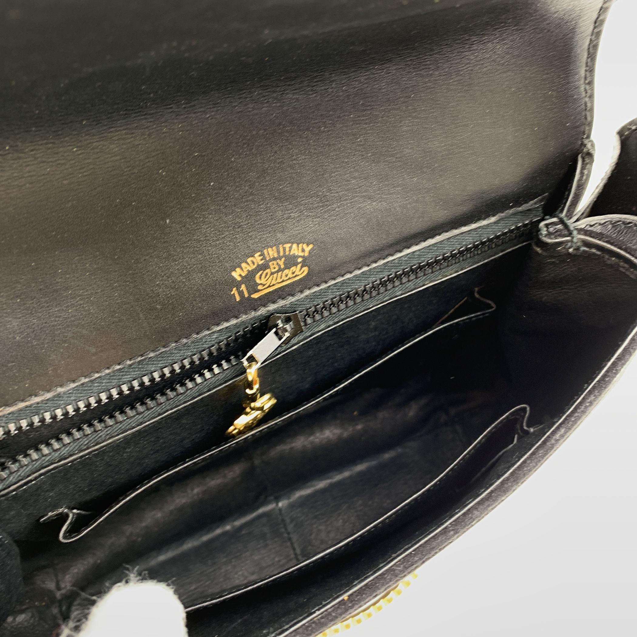 Gucci Vintage Black Suede and Leather Flap Shoulder Bag 1